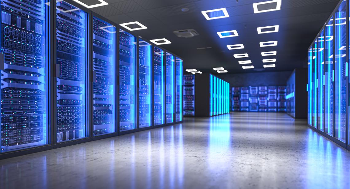 Fotografía de un centro de datos moderno